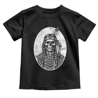 Vintage Gothic Skull Warrior Toddler T Shirt Native American Feather Chief