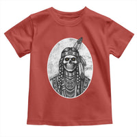 Vintage Gothic Skull Warrior Toddler T Shirt Native American Feather Chief