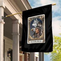 Sitting Bull Native American Chief Garden Flag Vintage Tarot Card Illustration