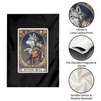 Sitting Bull Native American Chief Garden Flag Vintage Tarot Card Illustration