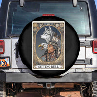 Sitting Bull Native American Chief Spare Tire Cover Vintage Tarot Card Illustration