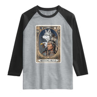 Sitting Bull Native American Chief Raglan Shirt Vintage Tarot Card Illustration