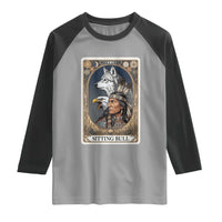 Sitting Bull Native American Chief Raglan Shirt Vintage Tarot Card Illustration