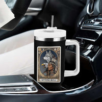 Sitting Bull Native American Chief Tumbler With Handle Vintage Tarot Card Illustration