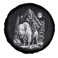 Vintage Native American Bison Rider Spare Tire Cover Indigenous Warrior Graphic