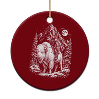 Vintage Native American Bison Rider Ceramic Ornament Indigenous Warrior Graphic