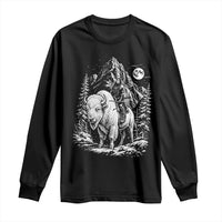 Vintage Native American Bison Rider Long Sleeve Shirt Indigenous Warrior Graphic