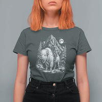 Vintage Native American Bison Rider T Shirt For Women Indigenous Warrior Graphic