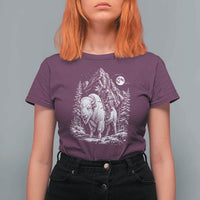 Vintage Native American Bison Rider T Shirt For Women Indigenous Warrior Graphic