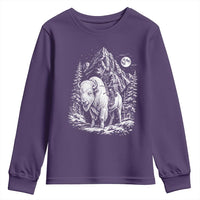 Vintage Native American Bison Rider Youth Sweatshirt Indigenous Warrior Graphic