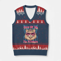 First Of All Im A Delight V-Neck Knit Sweater Vest Geek Princess Cat Gift