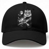 Vintage Geek Princess Cat Baseball Cap Full Moon Engraving Art Gift
