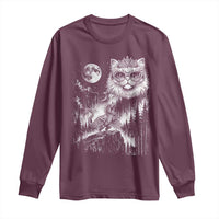 Vintage Geek Princess Cat Long Sleeve Shirt Full Moon Engraving Art Gift