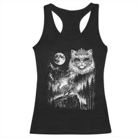 Vintage Geek Princess Cat Racerback Tank Top Full Moon Engraving Art Gift