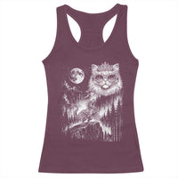 Vintage Geek Princess Cat Racerback Tank Top Full Moon Engraving Art Gift