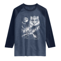 Vintage Geek Princess Cat Raglan Shirt Full Moon Engraving Art Gift