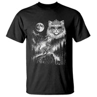 Vintage Geek Princess Cat T Shirt Full Moon Engraving Art Gift