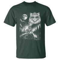 Vintage Geek Princess Cat T Shirt Full Moon Engraving Art Gift