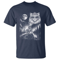 Vintage Geek Princess Cat T Shirt Full Moon Engraving Art Gift