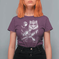 Vintage Geek Princess Cat T Shirt For Women Full Moon Engraving Art Gift