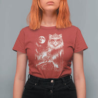 Vintage Geek Princess Cat T Shirt For Women Full Moon Engraving Art Gift