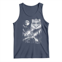 Vintage Geek Princess Cat Tank Top Full Moon Engraving Art Gift