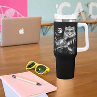 Vintage Geek Princess Cat Tumbler With Handle Full Moon Engraving Art Gift