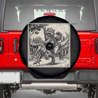 Cool Royal Cat Riding Dinosaur Spare Tire Cover Rock N Roll Engraving Graphic Art