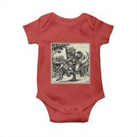 Cool Royal Cat Riding Dinosaur Baby Onesie Rock N Roll Engraving Graphic Art