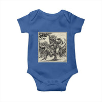 Cool Royal Cat Riding Dinosaur Baby Onesie Rock N Roll Engraving Graphic Art