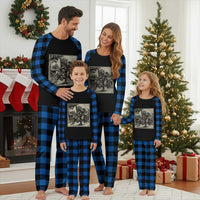 Cool Royal Cat Riding Dinosaur Plaid Pajama Set Rock N Roll Engraving Graphic Art