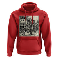 Cool Royal Cat Riding Dinosaur Hoodie Rock N Roll Engraving Graphic Art