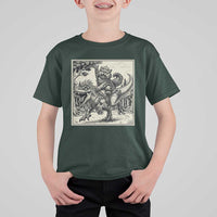 Cool Royal Cat Riding Dinosaur T Shirt For Kid Rock N Roll Engraving Graphic Art