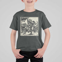Cool Royal Cat Riding Dinosaur T Shirt For Kid Rock N Roll Engraving Graphic Art