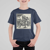 Cool Royal Cat Riding Dinosaur T Shirt For Kid Rock N Roll Engraving Graphic Art