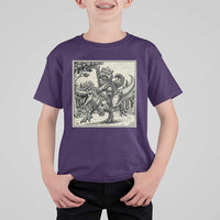 Cool Royal Cat Riding Dinosaur T Shirt For Kid Rock N Roll Engraving Graphic Art