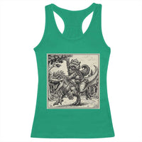 Cool Royal Cat Riding Dinosaur Racerback Tank Top Rock N Roll Engraving Graphic Art