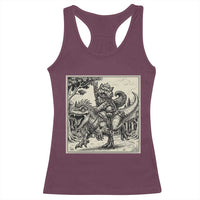 Cool Royal Cat Riding Dinosaur Racerback Tank Top Rock N Roll Engraving Graphic Art