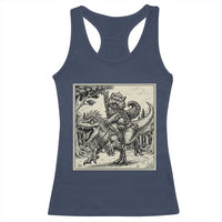 Cool Royal Cat Riding Dinosaur Racerback Tank Top Rock N Roll Engraving Graphic Art