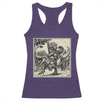 Cool Royal Cat Riding Dinosaur Racerback Tank Top Rock N Roll Engraving Graphic Art
