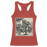 Cool Royal Cat Riding Dinosaur Racerback Tank Top Rock N Roll Engraving Graphic Art