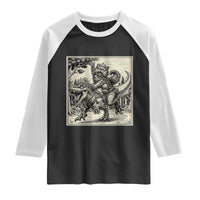 Cool Royal Cat Riding Dinosaur Raglan Shirt Rock N Roll Engraving Graphic Art