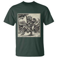 Cool Royal Cat Riding Dinosaur T Shirt Rock N Roll Engraving Graphic Art