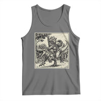 Cool Royal Cat Riding Dinosaur Tank Top Rock N Roll Engraving Graphic Art