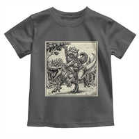 Cool Royal Cat Riding Dinosaur Toddler T Shirt Rock N Roll Engraving Graphic Art