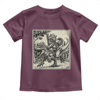 Cool Royal Cat Riding Dinosaur Toddler T Shirt Rock N Roll Engraving Graphic Art
