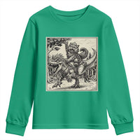 Cool Royal Cat Riding Dinosaur Youth Sweatshirt Rock N Roll Engraving Graphic Art