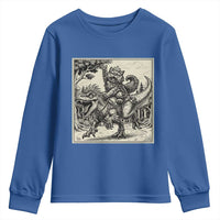 Cool Royal Cat Riding Dinosaur Youth Sweatshirt Rock N Roll Engraving Graphic Art