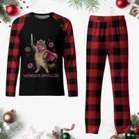 Cute Warrior Princess Cat With Sword Plaid Pajama Set Fantasy Reader Gift