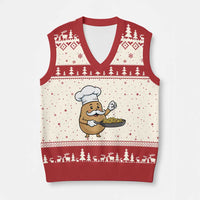 Funny Potato Cooking French Fries V-Neck Knit Sweater Vest Food Lover Gift - Wonder Print Shop